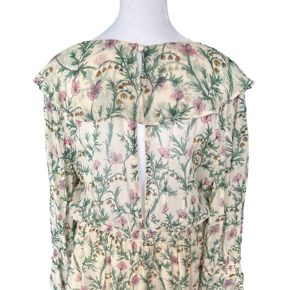 Free People - Ruffle Me Up 3/4 Sleeve Chiffon Floral Mini Dress Sz M - Picture 7 of 9